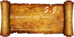 Simkovits Júlia névjegykártya
